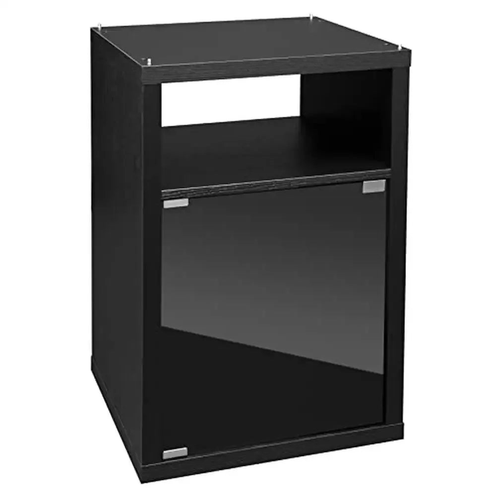 Terrarium Stand Cabinet Small Reptile and Amphibian Enclosures 17.88x17.88x27.75 Stylish Glass Doors Integrated Storage Shelf