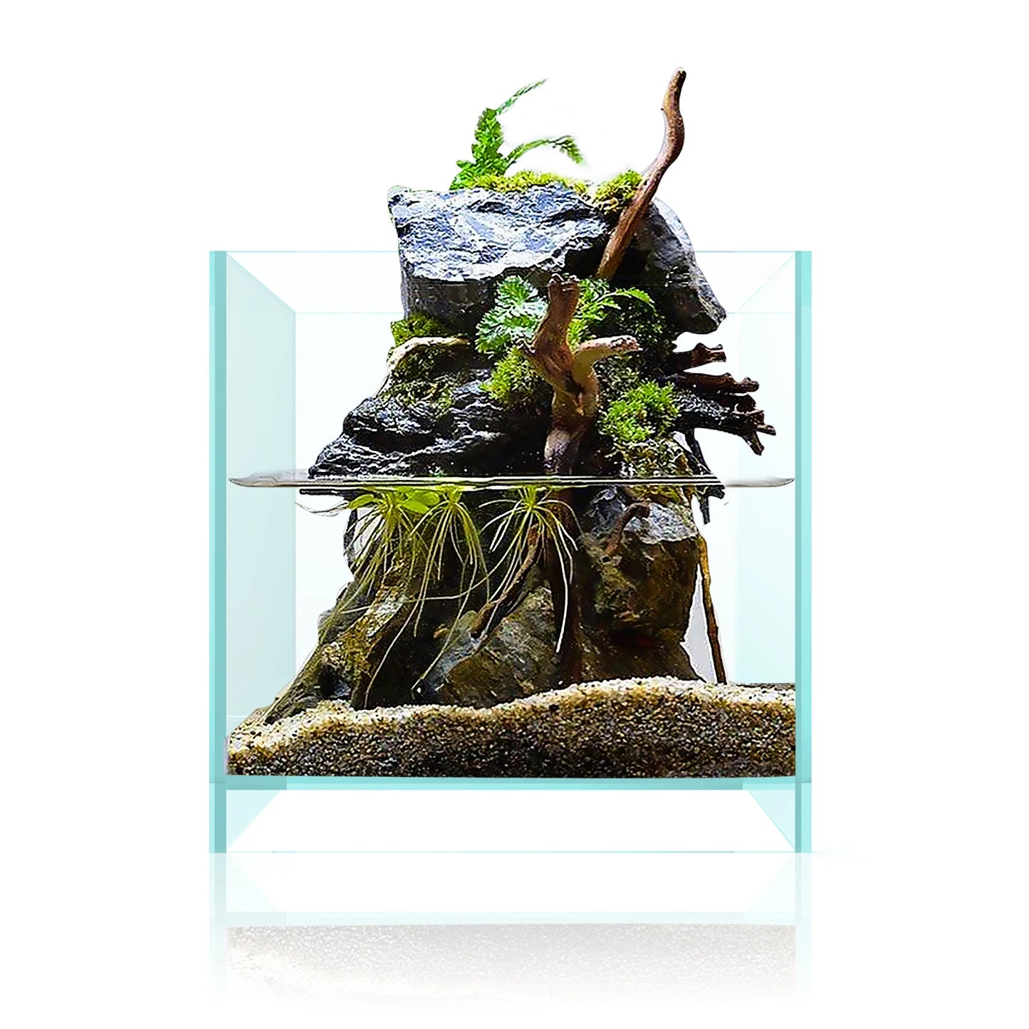 Rimless Low Iron Fish Tank Ultra-White Translucent Glass Verso Series Nano Shallow Pond Levitating Floating Air Aquarium