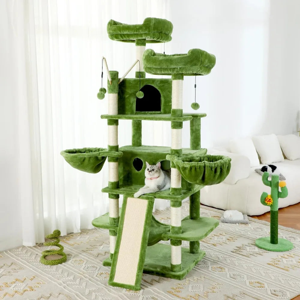 2024 New Large Cat Tree 69" Tall Sturdy Cat Tower Heavy Duty Multi Level Big Cat Climbing Stand for Indoor Cats - Love Your Pet Life