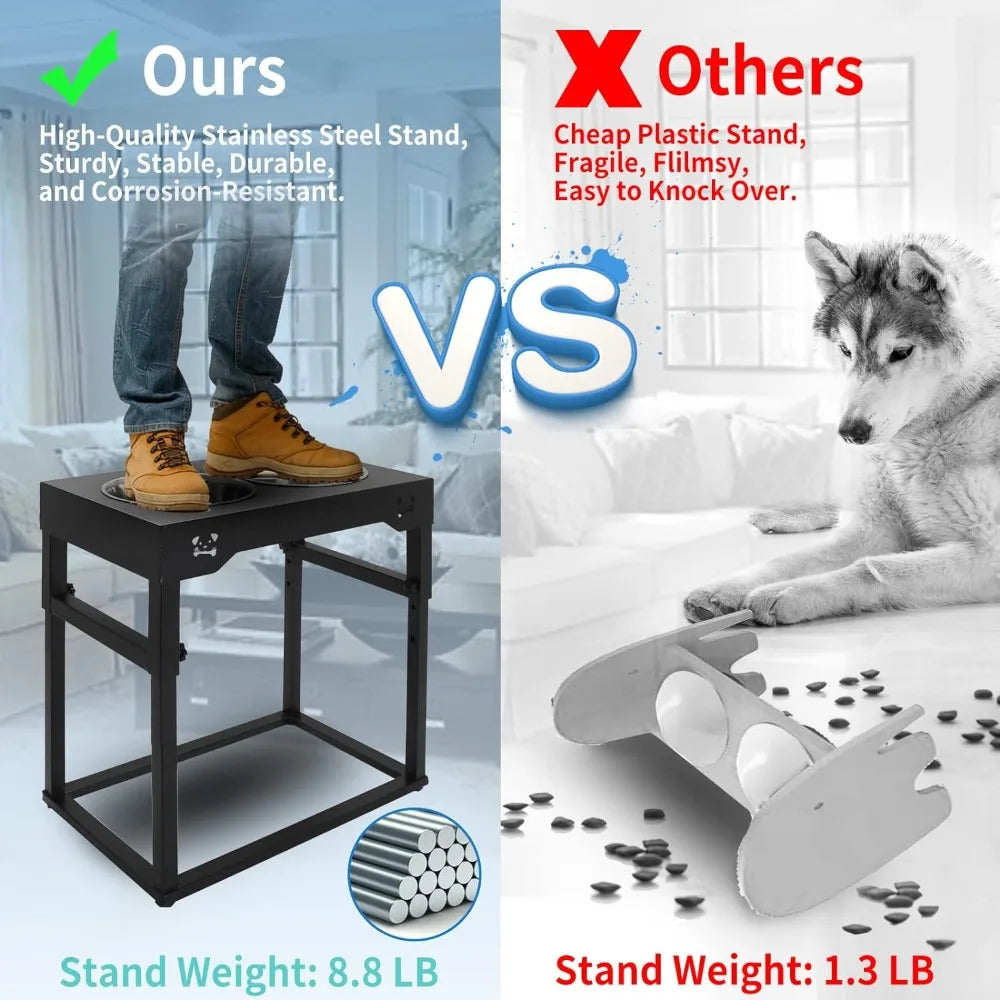 Elevated Dog Bowl Stand, 8.8 Lb Weight Capacity, Adjustable 8 Heights, Stainless Steel, Reduces Joint Stress, Easy to Use - Love Your Pet Life