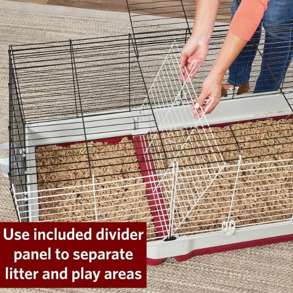 Midwest Homes for Pets Deluxe Rabbit & Guinea Pig Cage, XX-Large, White & Red - Love Your Pet Life