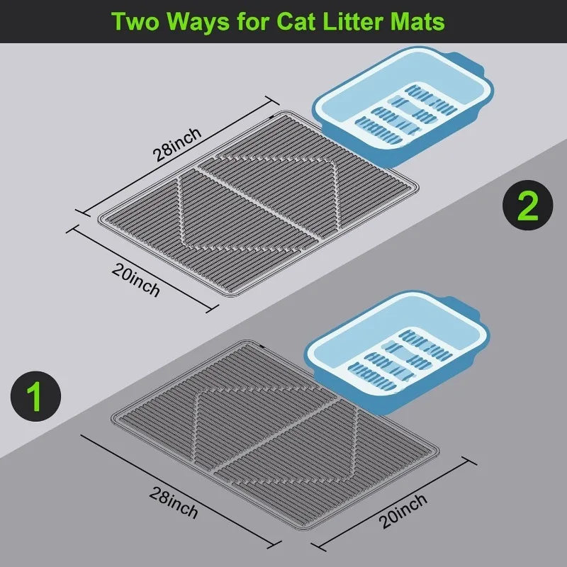 Waterproof Kitty Litter Box mat - Extra Large Pet Trapping Litter Rug Pad - Silicone Cat Supplies & Accessories for Indoor Cats