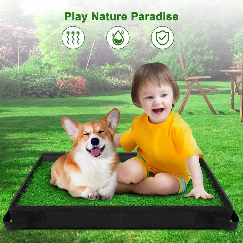 Pet Potty Grass Mat Artificial Dog Grass For Pet Training With Foldable Tray Bathroom Turf For Small Dog Pee Training In House - Love Your Pet Life