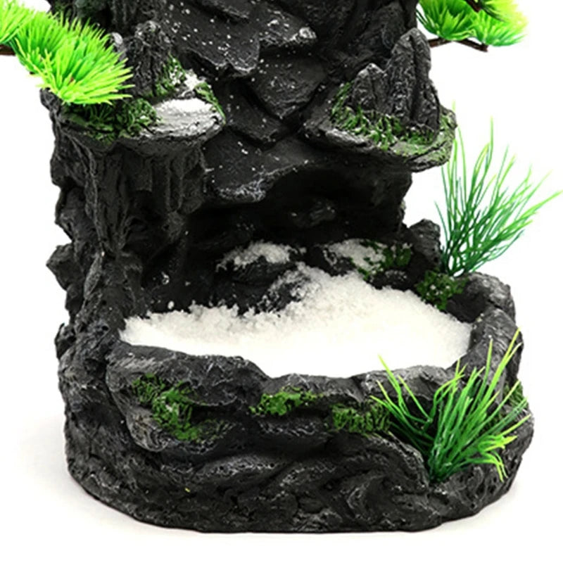 Aquarium Decoration Artificial Resin Landscape Fish for Tank Rock Mountain View Underwater Sand Waterfall