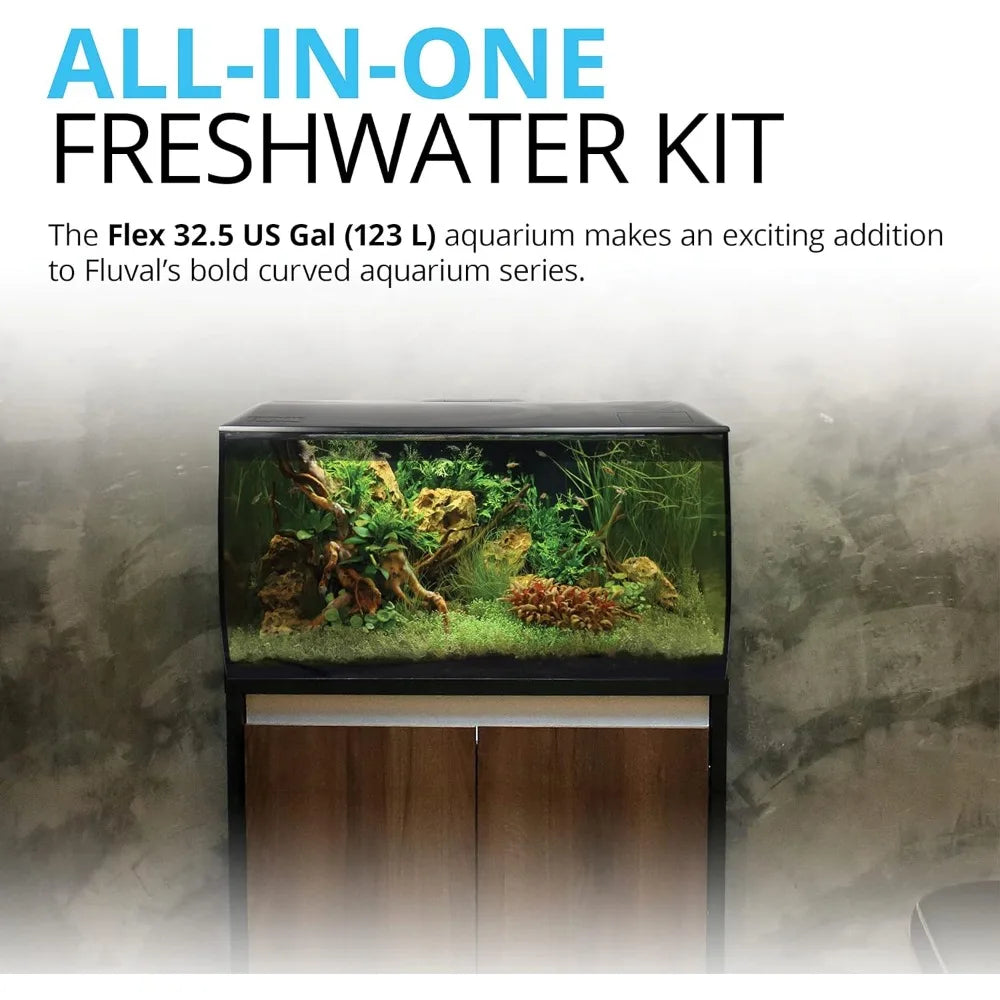 32.5 Aquarium Kit - Fish Tank for Fish & Plants - Comes With LED Lights System Fishbowl Aquatic Pet Supplies Products Home - Love Your Pet Life