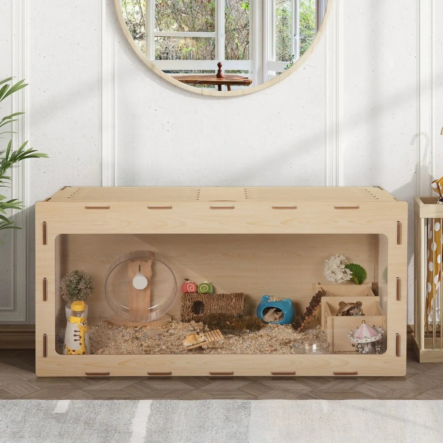 US Large Hamster Cage Hamster Habitat Area Acrylic Window Small Animal Cage Wood-