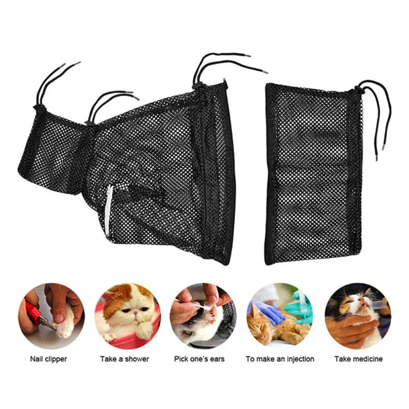 Cat Bathing Grooming Shower Bag Adjustable Cat Restraint Bag Anti Scratching For Bathing Nail Trimming Ears Clean Cat Supplies