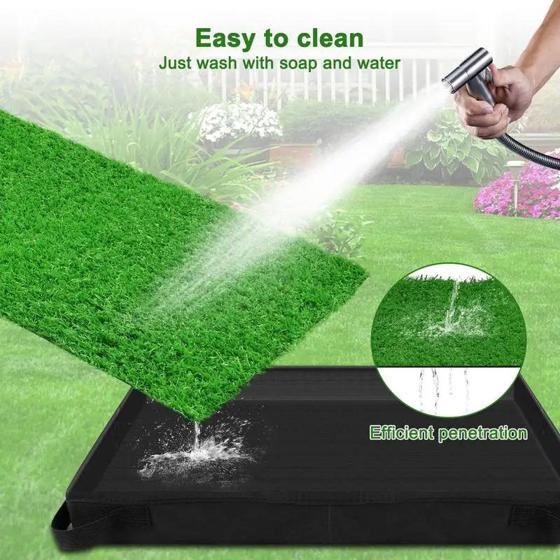Pet Potty Grass Mat Artificial Dog Grass For Pet Training With Foldable Tray Bathroom Turf For Small Dog Pee Training In House - Love Your Pet Life