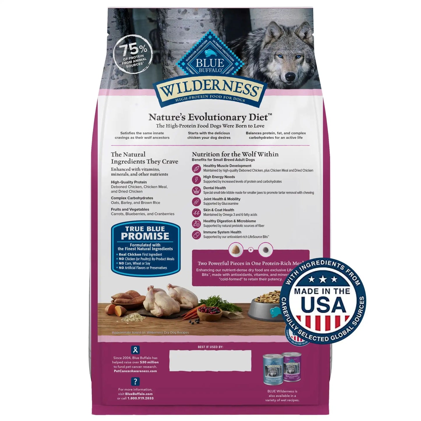 Blue Buffalo Wilderness Small Breed Dry Dog Food Plus Wholesome Grains, Chicken 4 5 lbs