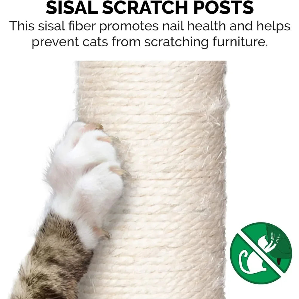 100"-113" Tall Cat Tree for Indoor Cats W/ Adjustable Height Condo Ft. Sisal Scratching Posts One SizeFreight Free Toys - Love Your Pet Life