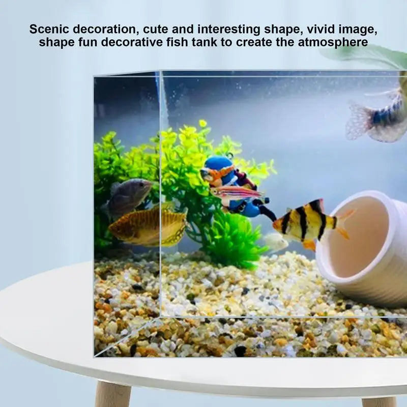 Diver Fish Tank Decorations Floating Aquarium Decor Resin 4 Pcs Floating Accessories With Device Cute Swimming Pool Ocean Scene