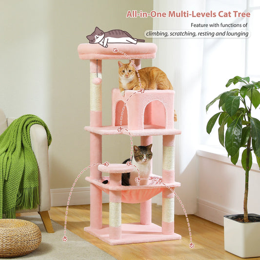 Multi-Level Cat Tree with Hammock Cat Condo Cat Tower for Indoor Cat Scraper Scratching Posts for Cats Kitten House Bed Cat Toys - Love Your Pet Life