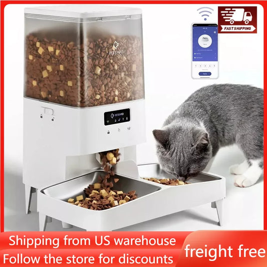 Automatic Feeders Programmable Automatic Cat and Dog Pet Feeder Holds 7.5 Pounds Water Drinker Dogs Dog Food Dispenser Feeding