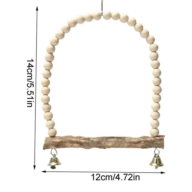 Bird Perch Stand With Bell Wooden Parakeet Swings Toys Birds Cage Accessories For Small Cockatiels Conures Perches