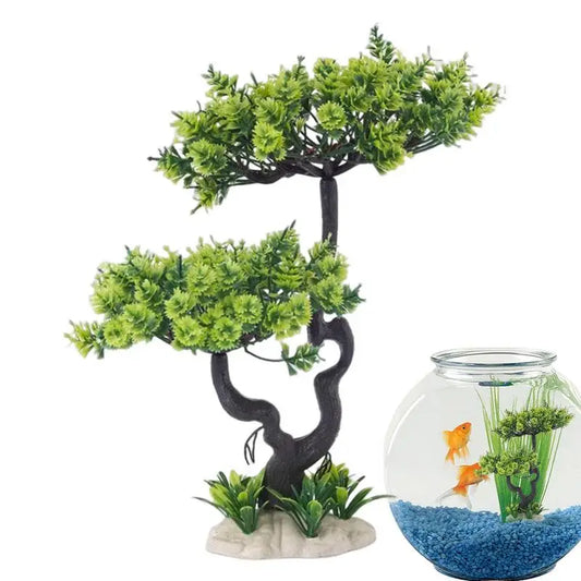 Aquarium Decoration Simulation Plants Fish Tank Ornament Accessories With Ceramics Base For Chameleon Fish Turtle Reptile