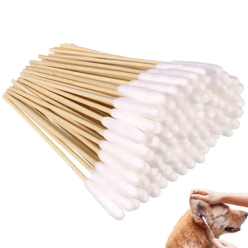 100pcs Pet Dog Ear Cleaner Cotton Buds Animal Ear Cleaning Cotton Swab Sticks For Cat Dog Ear Wax Removal Pets Cleaning Supplies