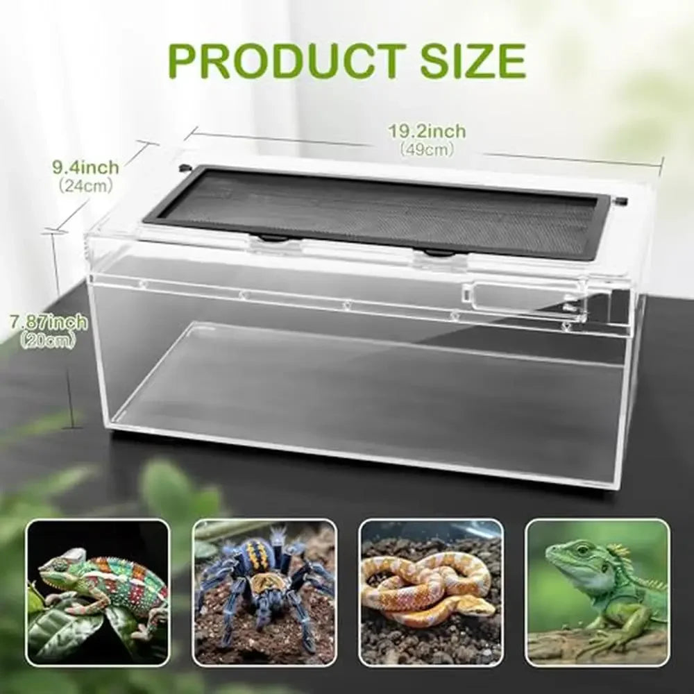 Reptile Terrarium Kit Habitat Cage Starter Set Lizards Turtles Snakes Unbreakable PC Material Complete Accessories Kit Easy