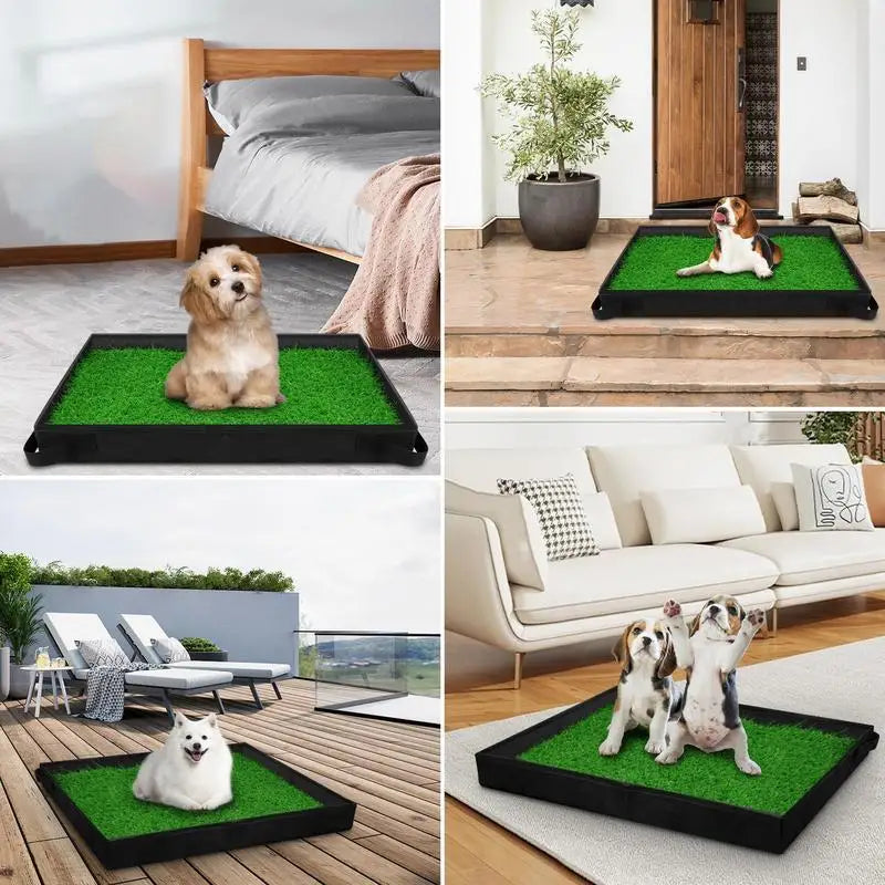 Pet Potty Grass Mat Artificial Dog Grass For Pet Training With Foldable Tray Bathroom Turf For Small Dog Pee Training In House - Love Your Pet Life