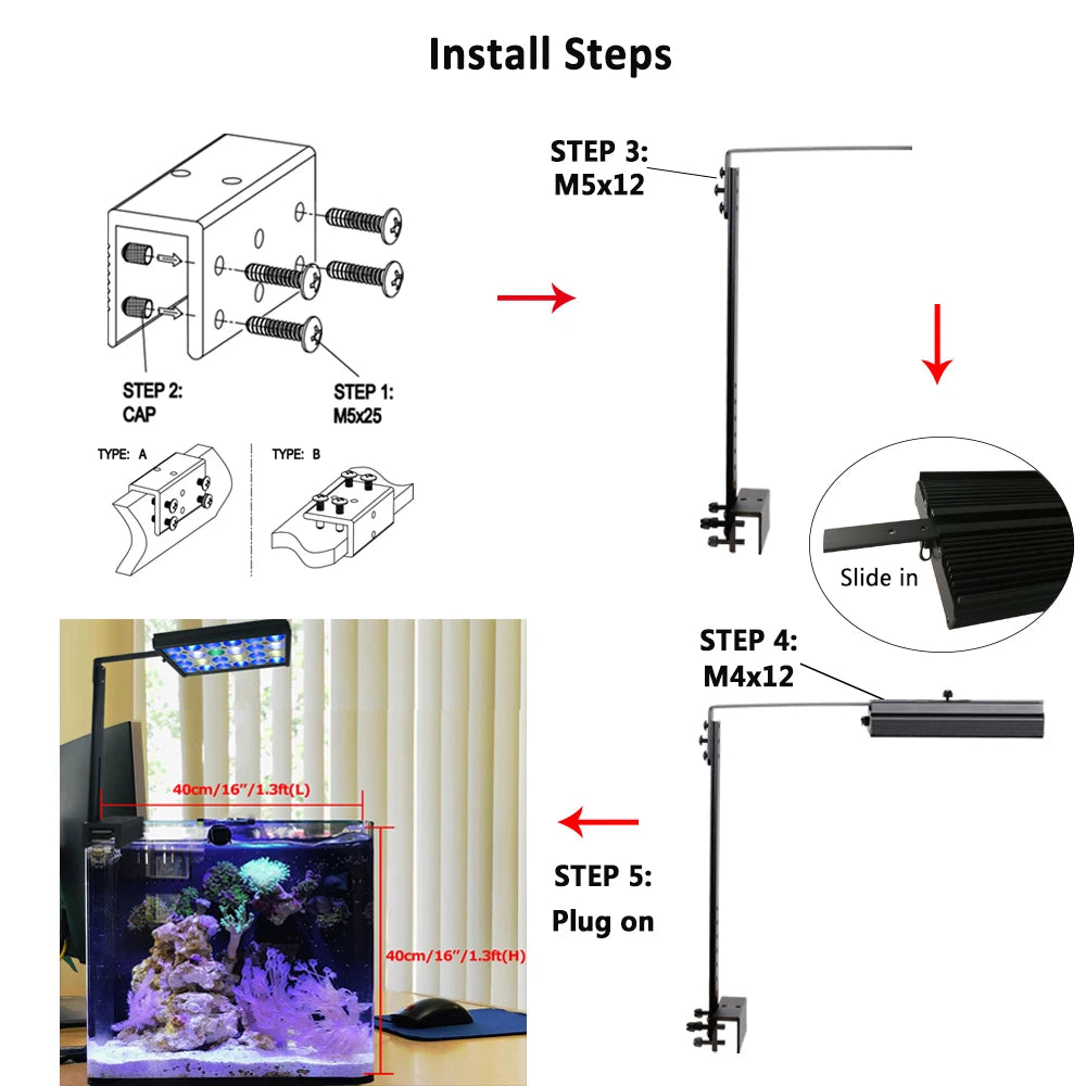 PopBloom-Dimmable Marine LED Aquarium Lamp With Timer Saltwater Aquarium LED Lighting for 30-45cm Fish Tank Lights,Reef Coral - Love Your Pet Life