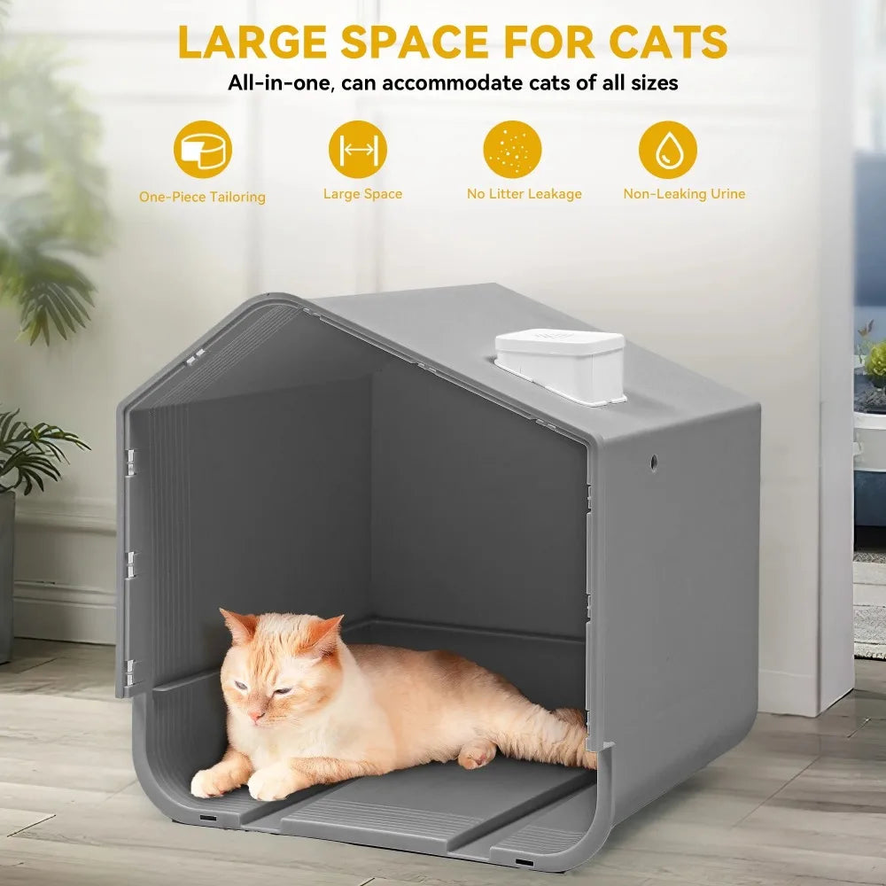 Extra Large Enclosed Cat Litter Box with Mat and ScoopOdor Free Enclosed Hooded Cat Toilet No Assembly Required Easy Cleaning - Love Your Pet Life