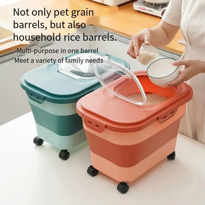 13/33LB Collapsible Cat Dog Food Storage Container Dry Cat Food Box With Lids Airtight Sealing Kitchen Grain Rice Storage Boxes - Love Your Pet Life