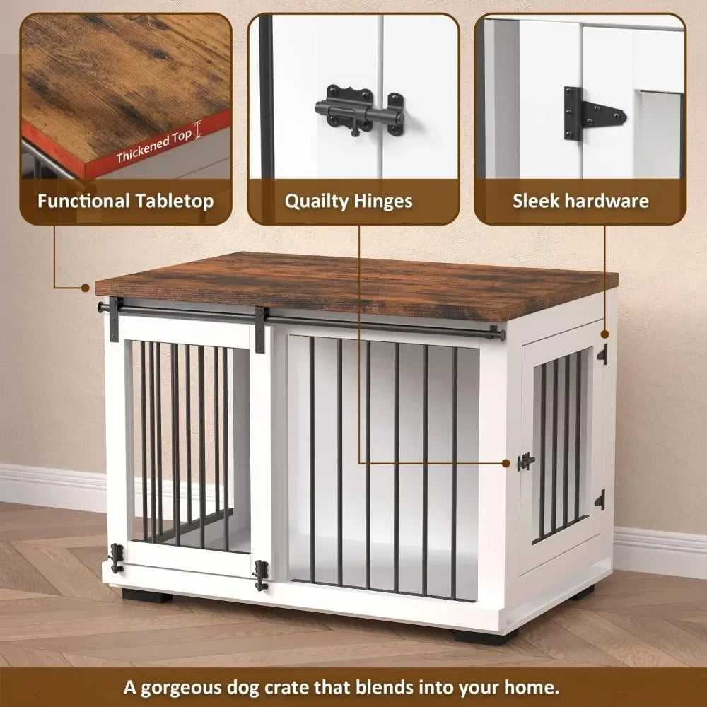 Dog Crate Furniture for Large Dogs Up to 60 lbs.37'' Wide - White Decorative Modern Dog Crate Table, End Table, Nightstand