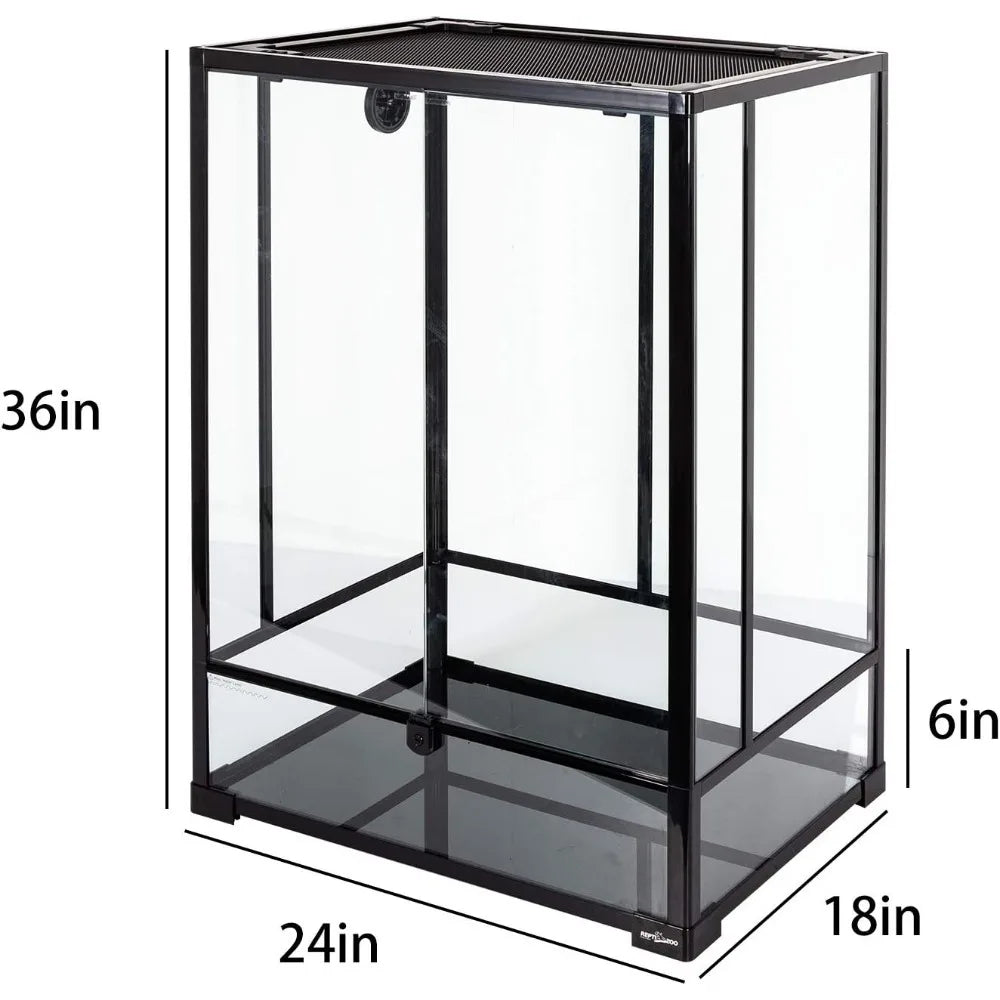 Reptile Tall Glass Terrarium Rainforest Habitat Double Hinge Door With Screen Ventilation 67 Gallon Terrariums for Reptiles Pet - Love Your Pet Life