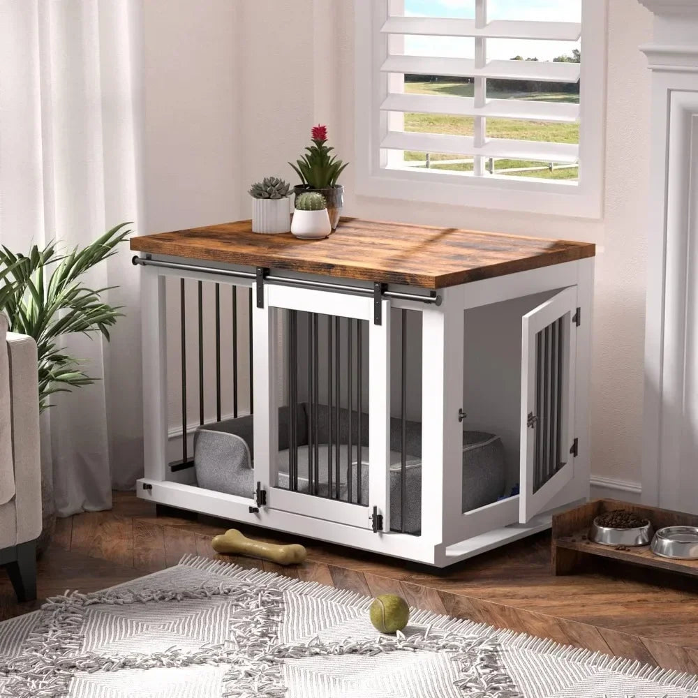 Dog Crate Furniture for Large Dogs Up to 60 lbs.37'' Wide - White Decorative Modern Dog Crate Table, End Table, Nightstand