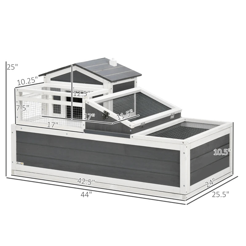 Wooden Tortoise House with Balcony, 2 Tiers Large Tortoise Habitat Indoor, Outdoor Reptile Cage with Ladder, Openable Roofs - Love Your Pet Life