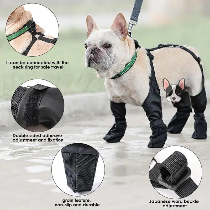 Dog Shoes Waterproof Adjustable Dog Boots Rain Day Walk in Snow Anti Dirty Puppy Paw Protectors Anti-Slip Shoes Outdoor Walking