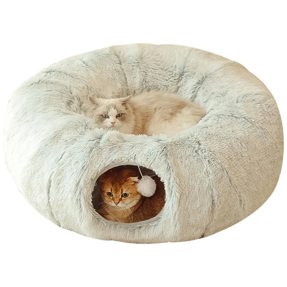 Winter Warm Cat House Soft Foldable Pet Sleeping Bed Deep Sleeping Cat Tunnel Bed Cat Tube Long Plush for Cats and Small Dogs