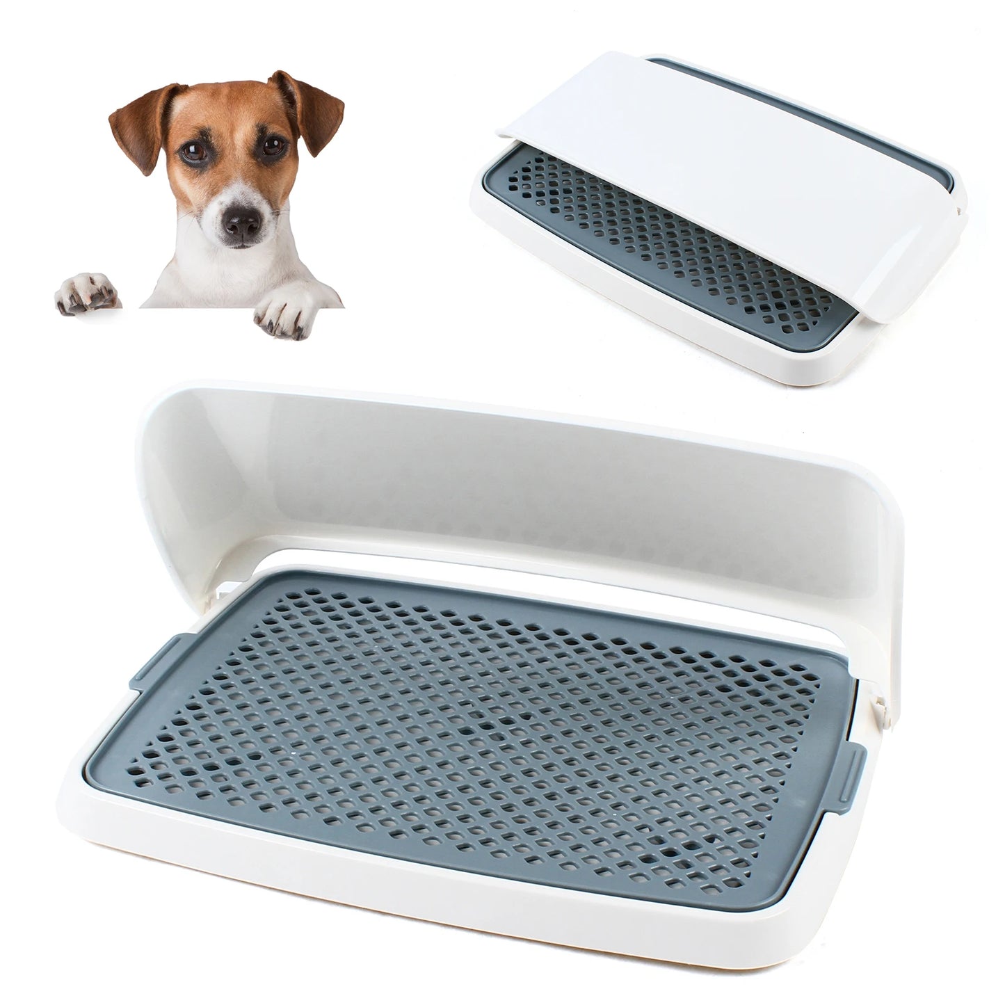 Portble Pet Puppy Dog Potty Toilet Loo Wee Pee Litter Holder Tray Mat Training Pad Indoor Restroom Toilet Medium 48*36*21cm PP