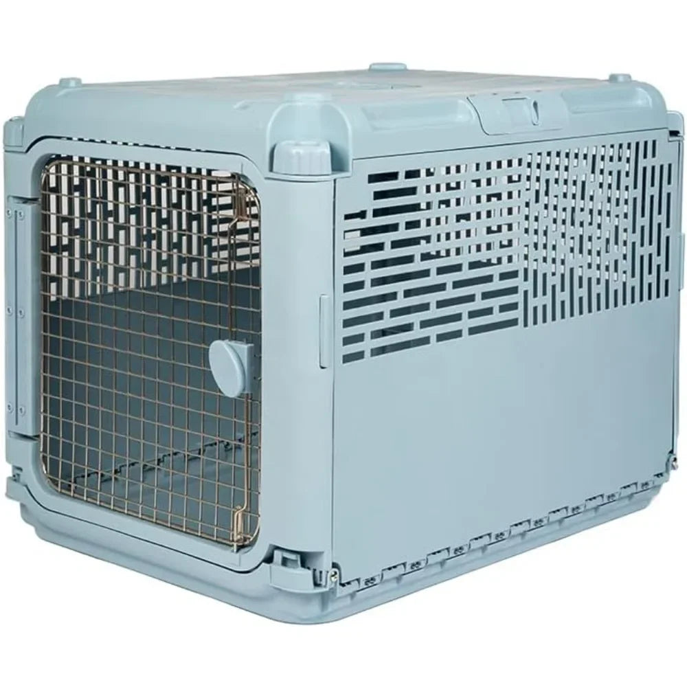 Plastic Kennels Rolling Plastic Wire Door Travel Dog Crate, Collabsible Kennel, 22.1" L x 23.3" W x 30.6" H easy assembly