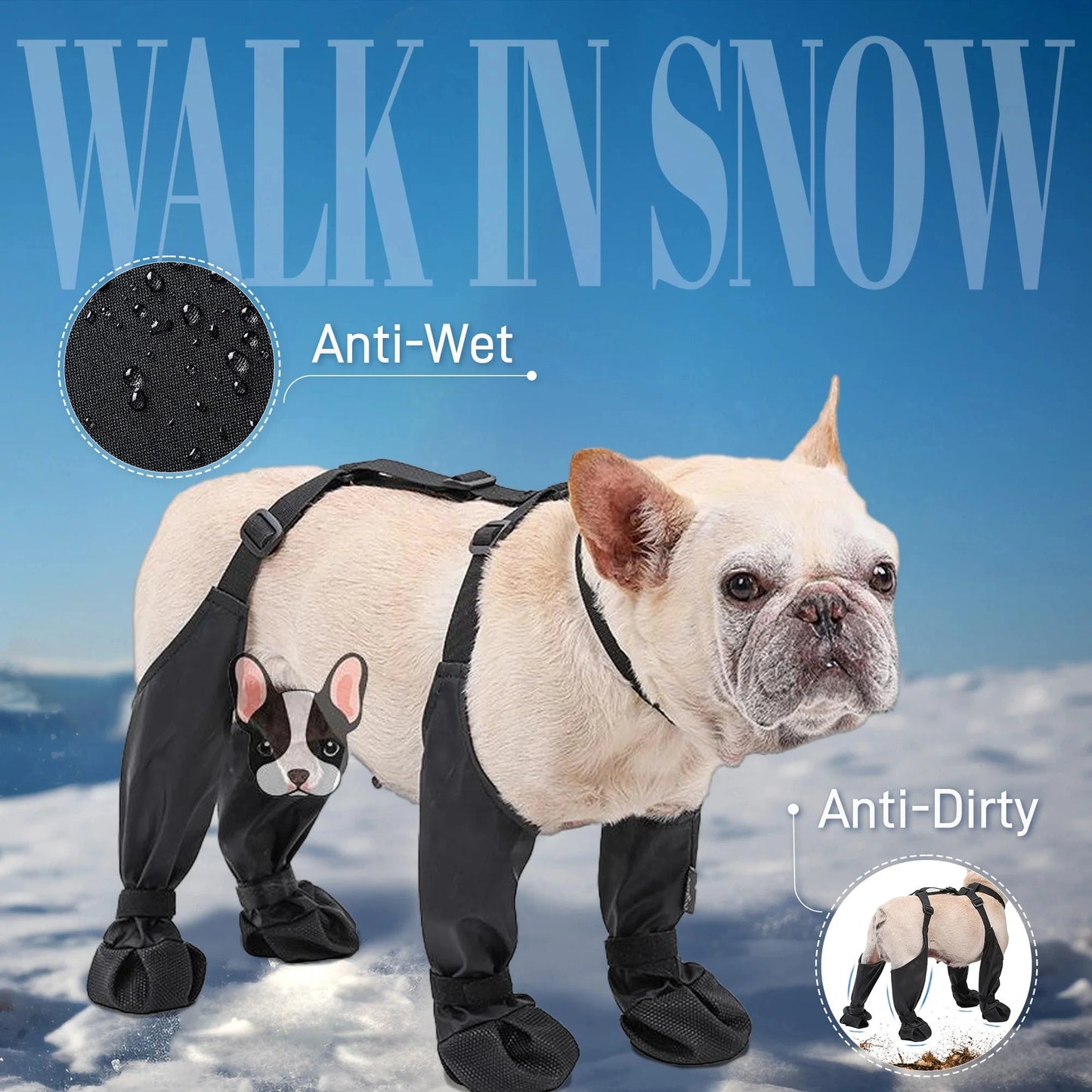 Dog Shoes Waterproof Adjustable Dog Boots Rain Day Walk in Snow Anti Dirty Puppy Paw Protectors Anti-Slip Shoes Outdoor Walking