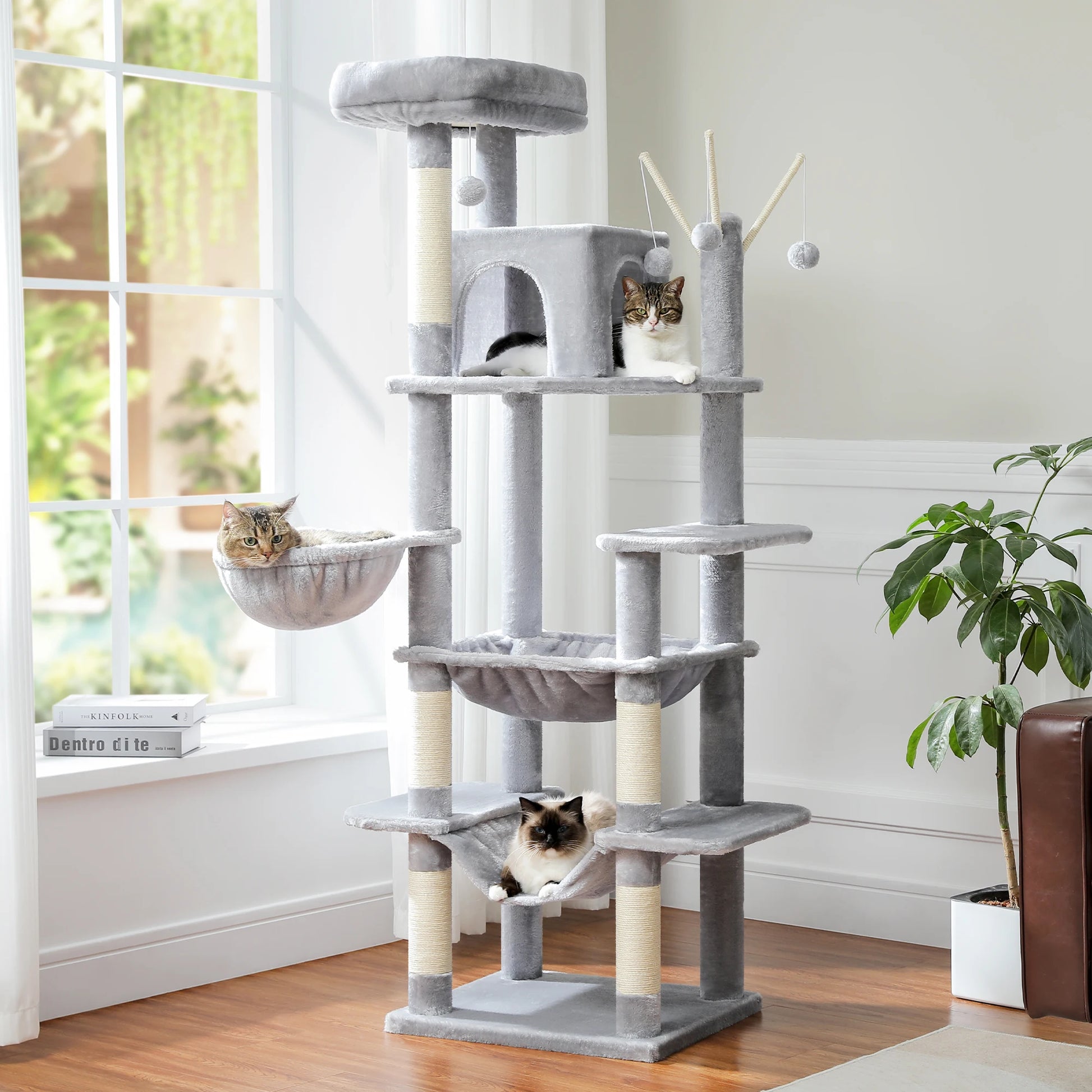 Large Cat Tree for Indoor Multi-Level Cat Tower with Scratching Posts Hammock Cats Condo House Tall Cat Scratcher Pet Cat Toys - Love Your Pet Life