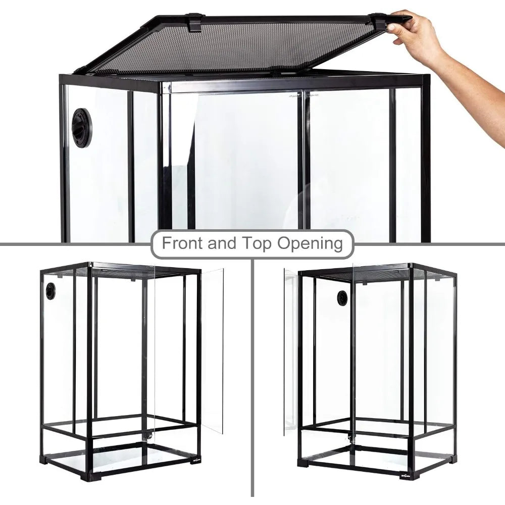 Reptile Tall Glass Terrarium Rainforest Habitat Double Hinge Door With Screen Ventilation 67 Gallon Terrariums for Reptiles Pet - Love Your Pet Life