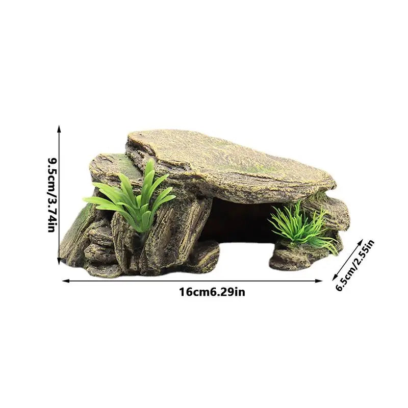 Reptile Hiding Habitat, Reptile Box Shelter Terrarium Hiding Caves for Turtle Aquarium Terrarium Decoration Ornament