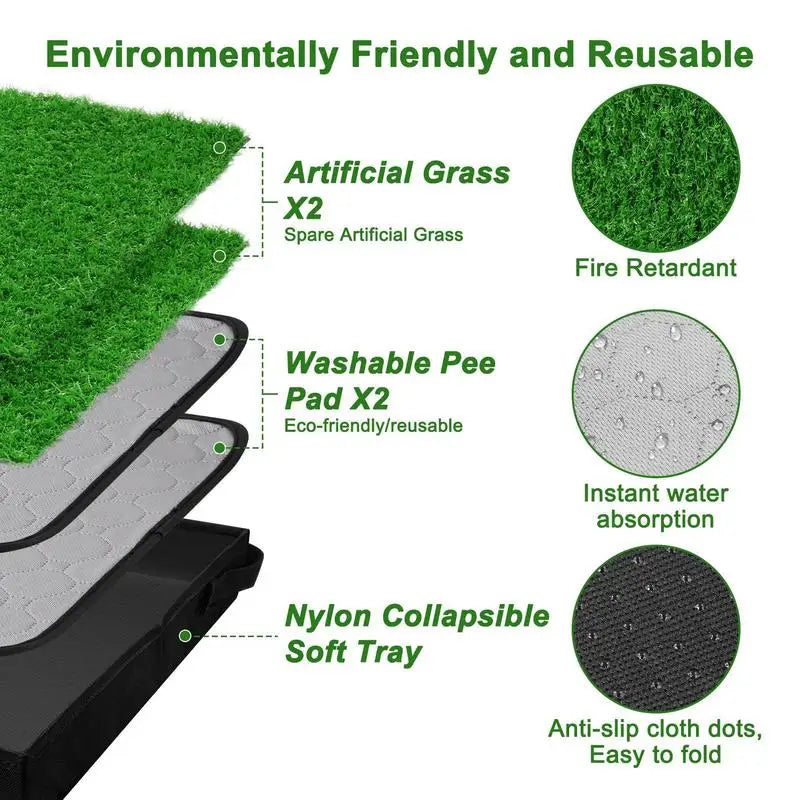 Pet Potty Grass Mat Artificial Dog Grass For Pet Training With Foldable Tray Bathroom Turf For Small Dog Pee Training In House - Love Your Pet Life
