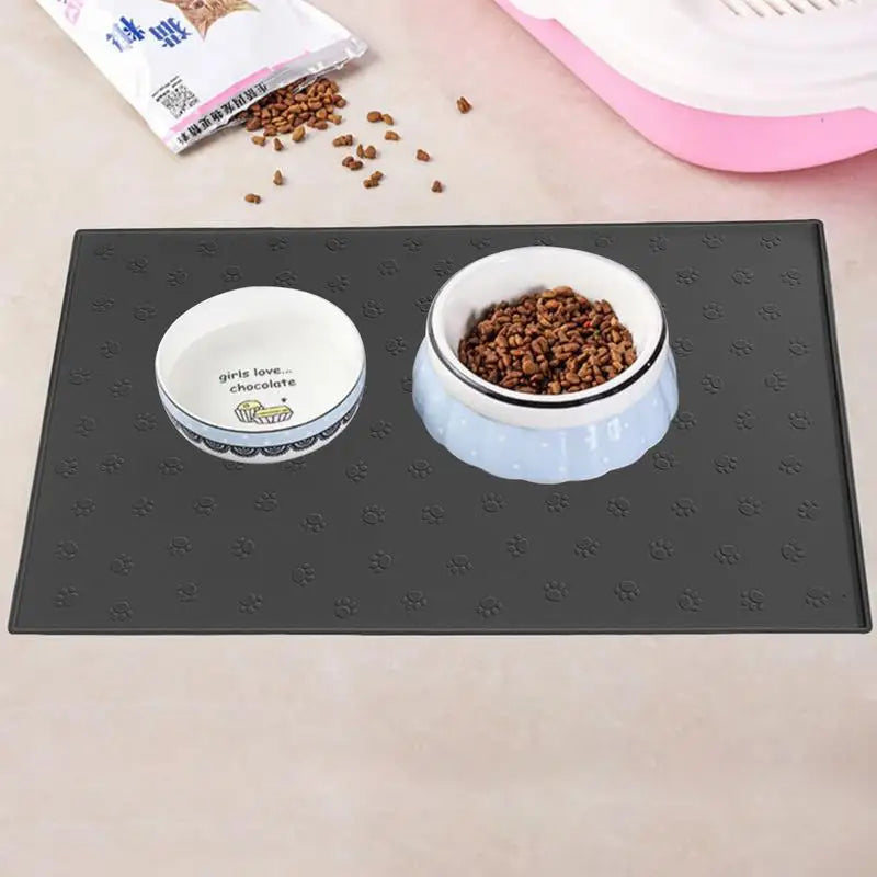 Cat Food Mat Silicone Pet Food Mat Spill-Proof Cat Litter Mats Pet Supplies High Edges Silicone Dog Cage Mat For Prevent Food