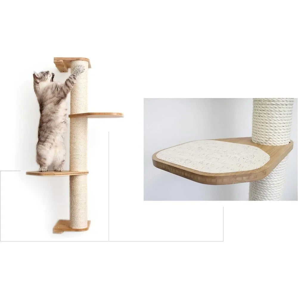 3-tier Cat Wall Scratching Post With Cat Rack Towers for Cats Scratcher Claw Sharpener Accessories Tree Toy All Castle Furniture - Love Your Pet Life