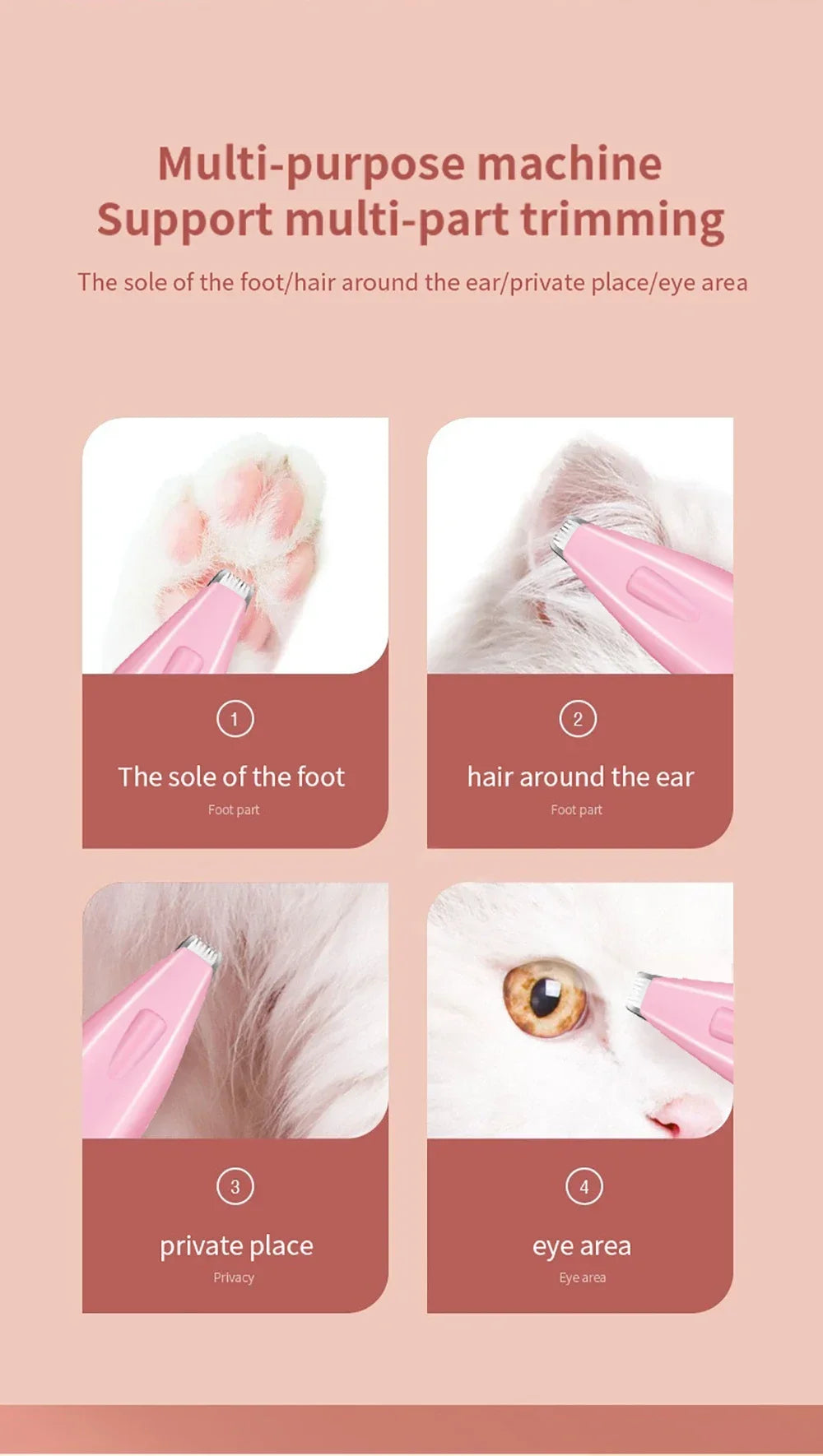 Dog Hair Trimmer Electric Dog Cutter Professional Pet Foot Hair Trimmer Cat Grooming Hairdresser Scissors Butt Ear Pedicator