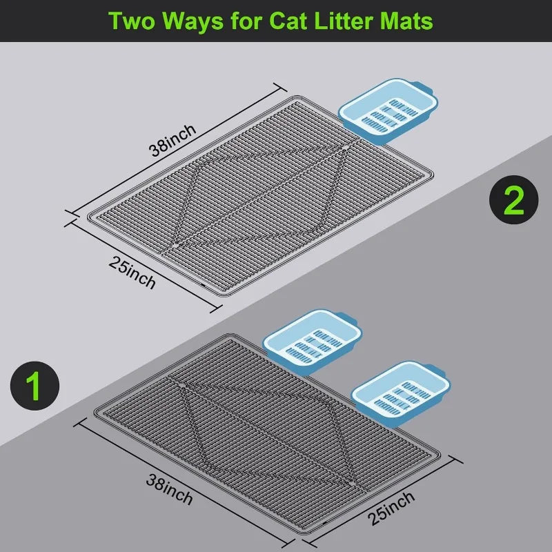 Waterproof Kitty Litter Box mat - Extra Large Pet Trapping Litter Rug Pad - Silicone Cat Supplies & Accessories for Indoor Cats