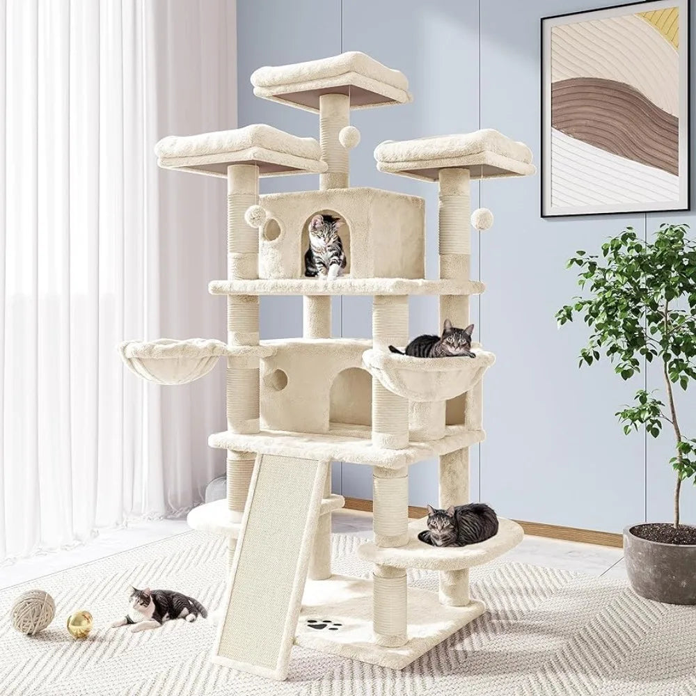 New 68 Inches Catry Cat Tree/Cat Tree House and Towers for Large Cat/Cat Climbing Tree with Cat Condo/Cat Tree Scratching Post - Love Your Pet Life