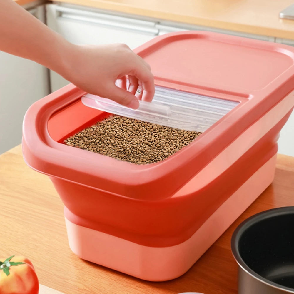 13/33LB Collapsible Cat Dog Food Storage Container Dry Cat Food Box With Lids Airtight Sealing Kitchen Grain Rice Storage Boxes - Love Your Pet Life