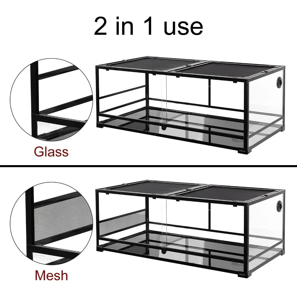 85 Gallon Reptile Glass Terrarium Terrariums for Reptiles 2 in 1 Large Reptile Terrarium Amphibians Pet Products Home Garden - Love Your Pet Life