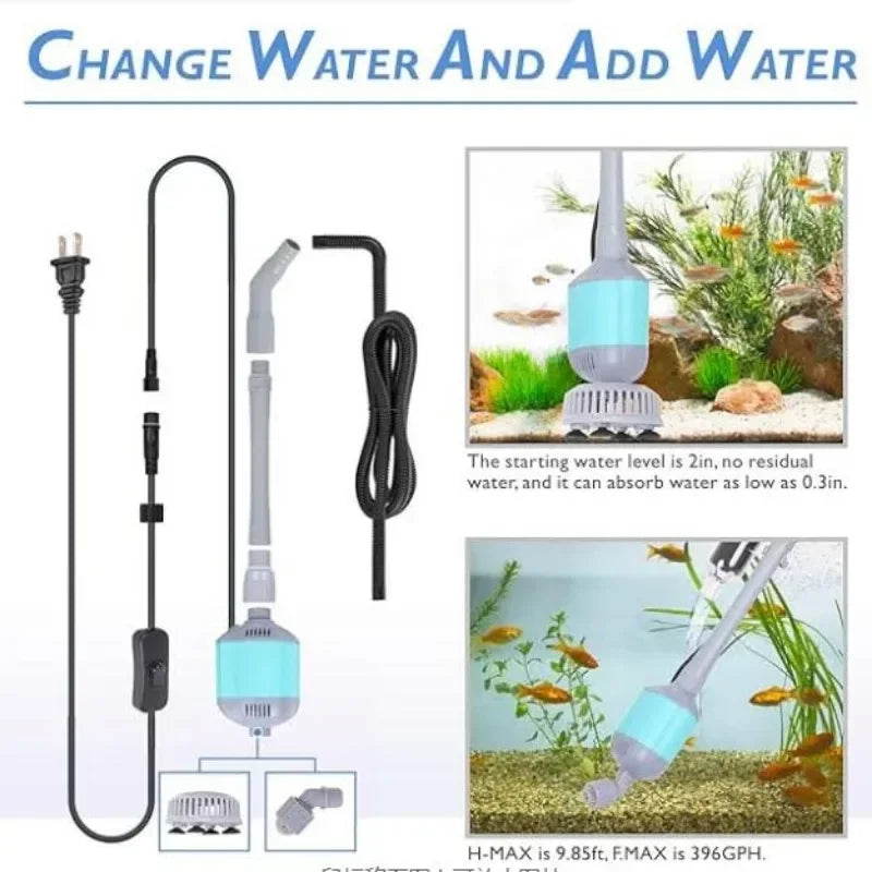 hygger 360GPH Electric Aquarium Gravel Cleaner, 5 in 1 Automatic Fish Tank Cleaning Tool Set Vacuum Water Changer Sand