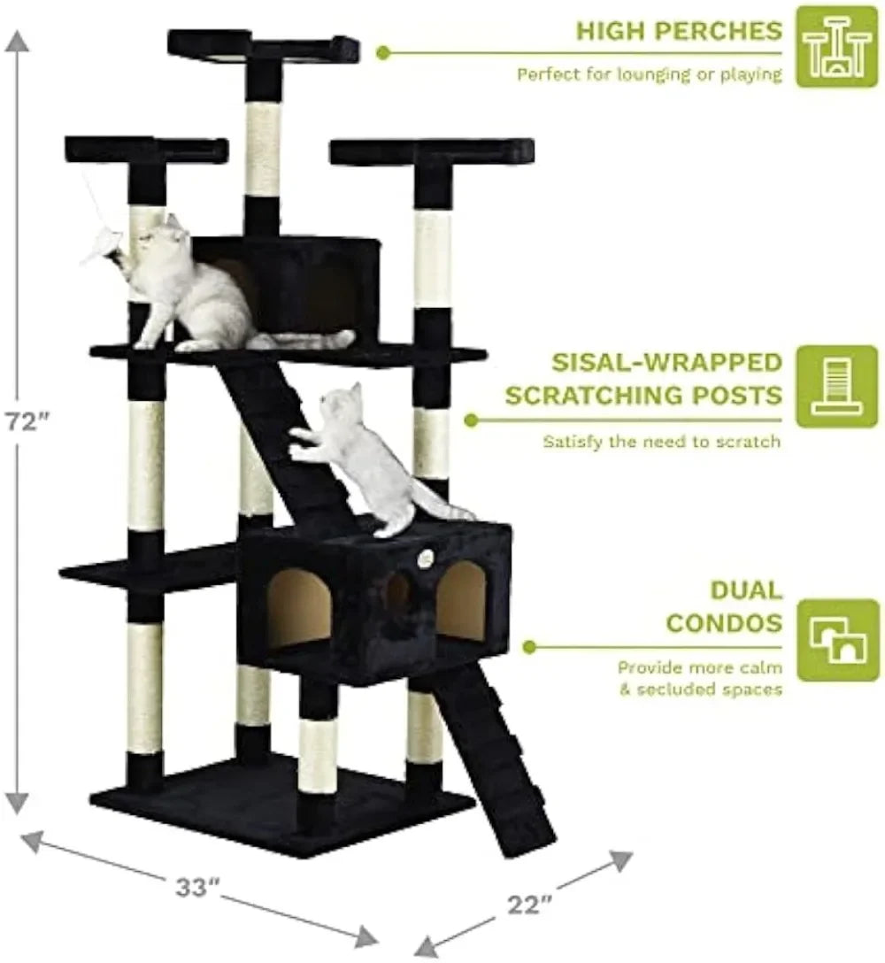 72" Tall Extra Large Cat Tree Kitty Tower Condo Cat House for Large Indoor Cats Play Scratch Hide Climb Activity Furniture with - Love Your Pet Life