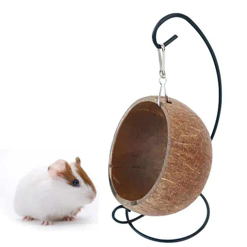 Hamster Coconut Hideout Suspension Coconut Shell Hamster Hideout Small Animal Suspension Coconut Hideout Habitat Small Pet Cave