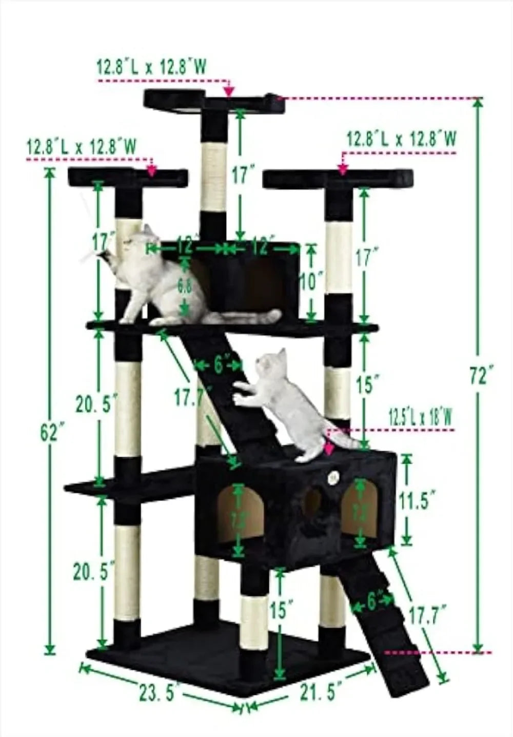 72" Tall Extra Large Cat Tree Kitty Tower Condo Cat House for Large Indoor Cats Play Scratch Hide Climb Activity Furniture with - Love Your Pet Life