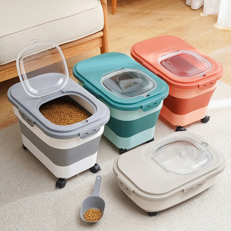 13/33LB Collapsible Cat Dog Food Storage Container Dry Cat Food Box With Lids Airtight Sealing Kitchen Grain Rice Storage Boxes - Love Your Pet Life